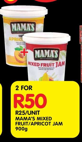 MAMA’S MIXED FRUIT/APRICOT JAM 900g
