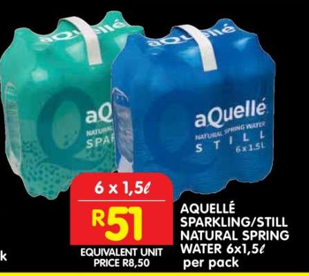 AQUELLÉ SPARKLING/STILL NATURAL SPRING WATER 6x1,5ℓ