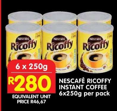NESCAFÉ RICOFFY INSTANT COFFEE 6x250g per pack