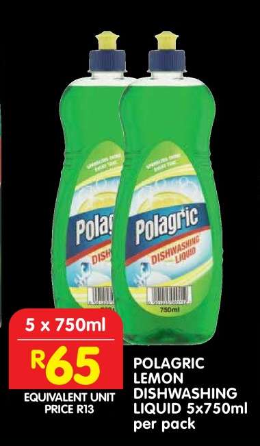 POLAGRIC LEMON DISHWASHING LIQUID 5x750ml per pack