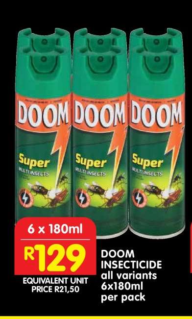DOOM INSECTICIDE all variants 6x180ml per pack