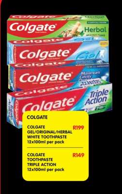 COLGATE GEL/ORIGINAL/HERBAL WHITE TOOTHPASTE