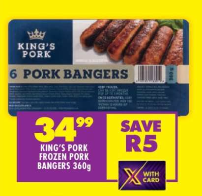 KING’S PORK FROZEN PORK BANGERS 360g