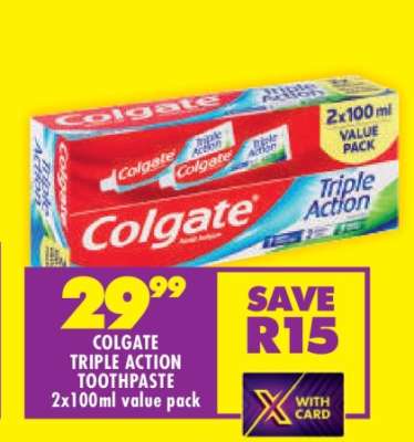 COLGATE TRIPLE ACTION TOOTHPASTE 2x100ml VALUE PACK
