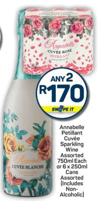 Annabelle Petillant Cuvée Sparkling Wine Assorted 750ml Each or 6 x 250ml Cans Assorted (Includes Non-Alcoholic)