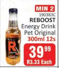 REBOOST Energy Drink Pet Original 300ml 12s