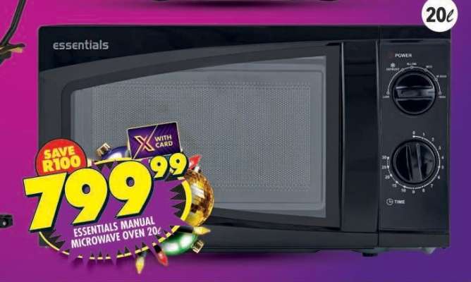 ESSENTIALS MANUAL MICROWAVE OVEN 20L