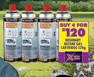 BUSHBABY BUTANE GAS CARTRIDGE 220g