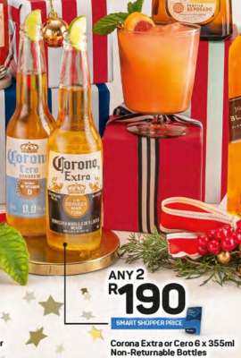 Corona Extra or Cero 6 x 355ml Non-returnable Bottles