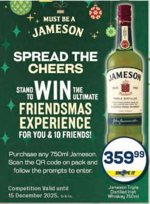 Jameson Triple Distilled Irish Whiskey 750ml