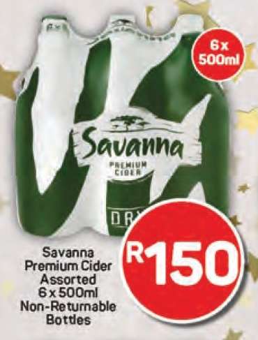 Savanna Premium Cider Assorted 6 x 500ml Non-Returnable Bottles
