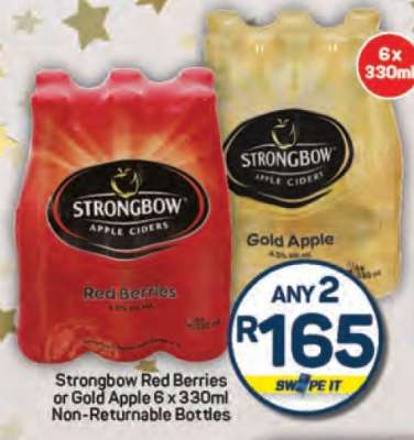 Strongbow Red Berries or Gold Apple 6 x 330ml