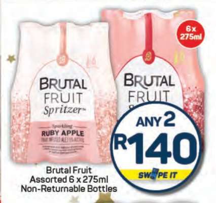 Brutal Fruit Assorted 6 x
275ml Non-returnable
Bottles