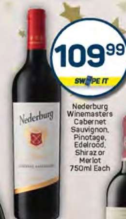 Nederburg Winemasters Cabernet Sauvignon, Pinotage, Edelrood, Shiraz or Merlot 750ml Each
