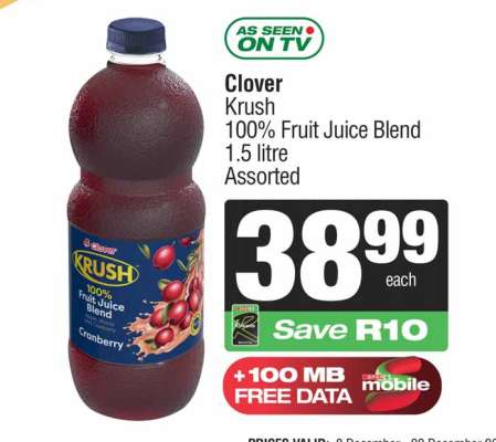 Clover Krush 100 Fruit Juice Blend