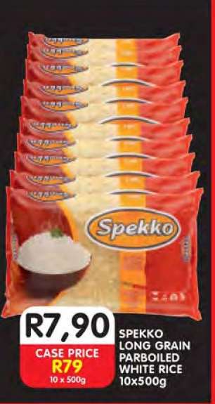 SPEKKO LONG GRAIN PARBOILED WHITE RICE 10x500g