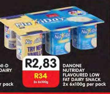 DANONE NUTRIDAY FLAVOURED LOW FAT DAIRY SNACK