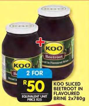 KOO SLICED BEETROOT IN FLAVOURED BRINE 2x780g
