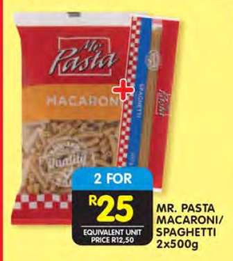 MR. PASTA MACARONI/SPAGHETTI 2x500g