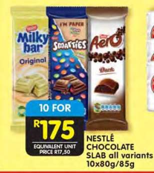 NESTLÉ CHOCOLATE SLAB all variants 10x80g/85g
