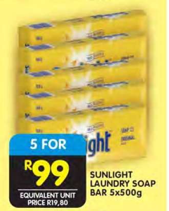 SUNLIGHT LAUNDRY SOAP BAR 5x500g