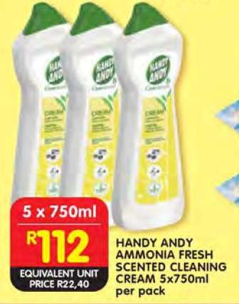 HANDY ANDY AMMONIA FRESH SCENTED CLEANING CREAM 5x750ml per pack