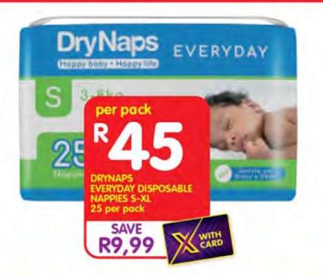 DRYNAPS EVERYDAY DISPOSABLE NAPPIES S-XL