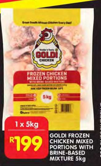 GOLDI FROZEN CHICKEN MIXED PORTIONS WITH BRINE-BASED MIXTURE 5kg
