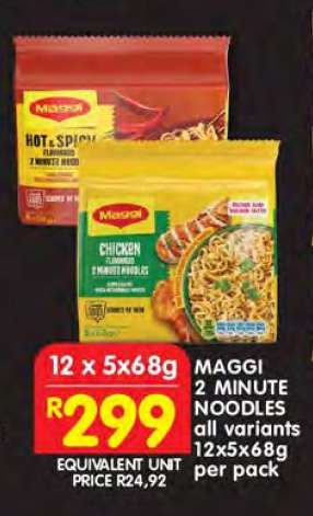 MAGGI 2 MINUTE NOODLES all variants 12x5x68g per pack
