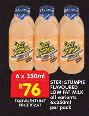 STERI STUMPIE FLAVOURED LOW FAT MILK