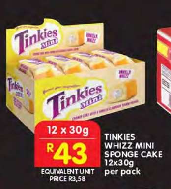 TINKIES WHIZZ MINI SPONGE CAKE 12x30g