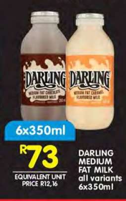 DARLING MEDIUM FAT MILK all variants 6x350ml