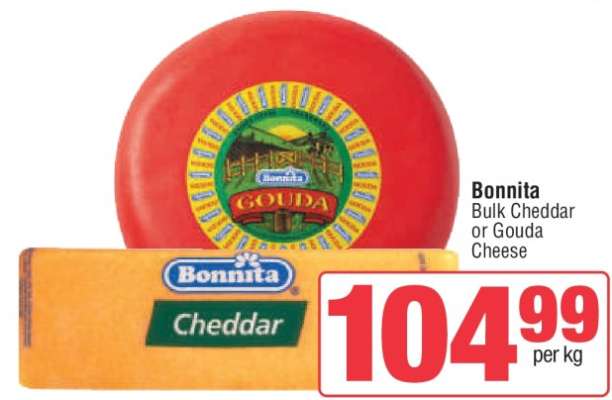 Bonnita Bulk Cheddar or Gouda Cheese