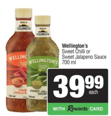 Wellington's Sweet Chilli or Sweet Jalapeno Sauce