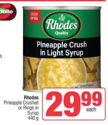 Rhodes Pineapple Crushed or Rings in Syrup