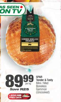 SPAR Tender & Tasty Mini / Med Boneless Gammon (Uncooked)