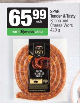 SPAR Tender & Tasty Bacon and Cheese Wors