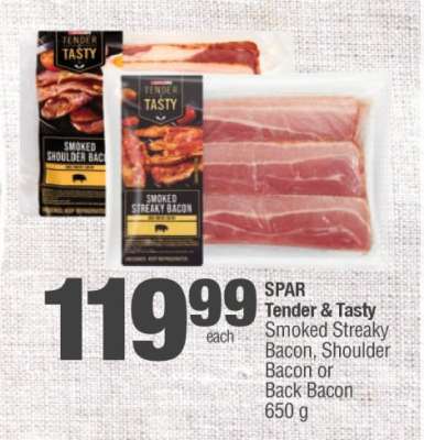 SPAR Tender & Tasty Smoked Streaky Bacon, Shoulder Bacon or Back Bacon