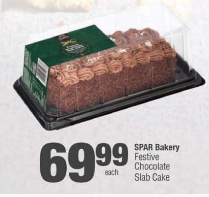 SPAR Bakery Festive Chocolate Slab Cake