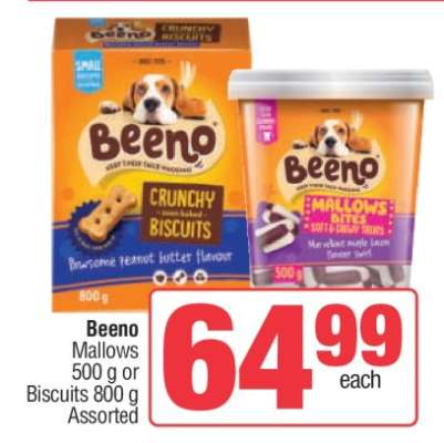Beeno Mallows 500 g or Biscuits 800 g Assorted