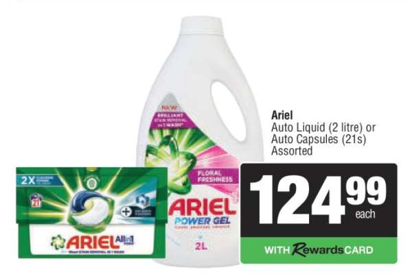 Ariel Auto Liquid (2 litre) or Auto Capsules (21s) Assorted