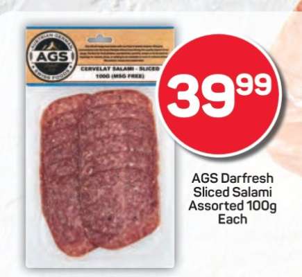 AGS Darfresh Sliced Salami Assorted 100g Each