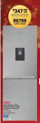 DEFY Satin Metallic-Finish Bottom-Freezer Fridge