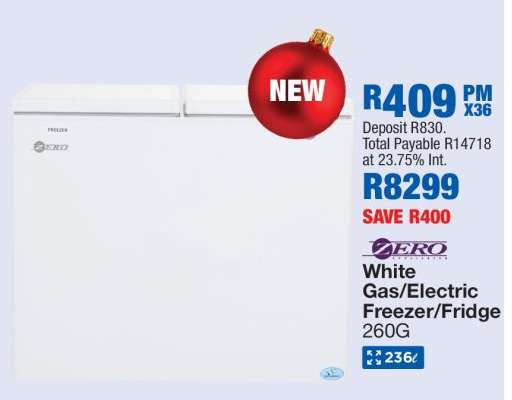 Zero White Gas/Electric Freezer/Fridge 260G