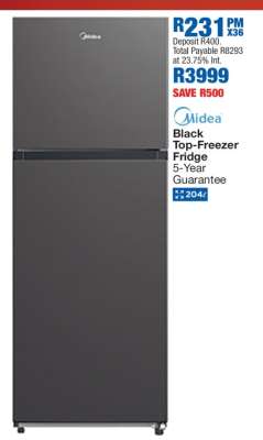 Midea Black Top-Freezer Fridge