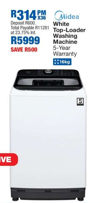 Midea White Top-Loader Washing Machine