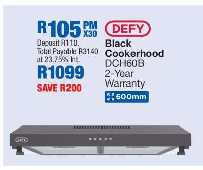 Defy Black Cookerhood DCH60B