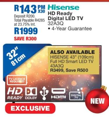 Hisense HD Ready Digital LED TV 32A3Q