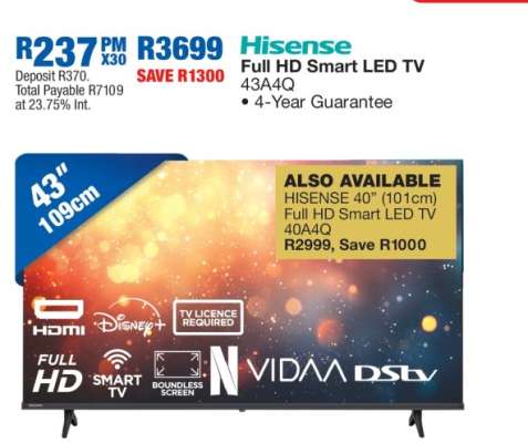Hisense Full HD Smart LED TV 43A4Q