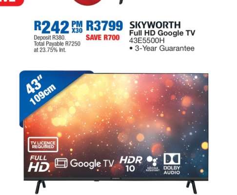 SKYWORTH Full HD Google TV 43E5500H
